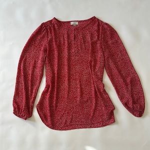 Loft Outlet Red Small Floral Blouse Boho
